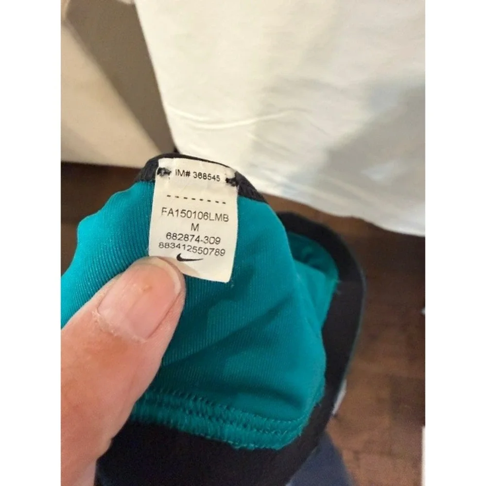Nike Pro Womens Racerback Sports Bra Teal Black Pattern Medium 682874-309